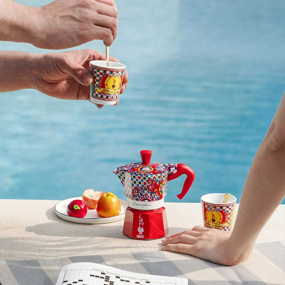 BOX MOKA SMALL + 2 PORCELAIN CUPS & 2 GOLDEN STIRRERS BIALETTI DOLCE&GABBANA