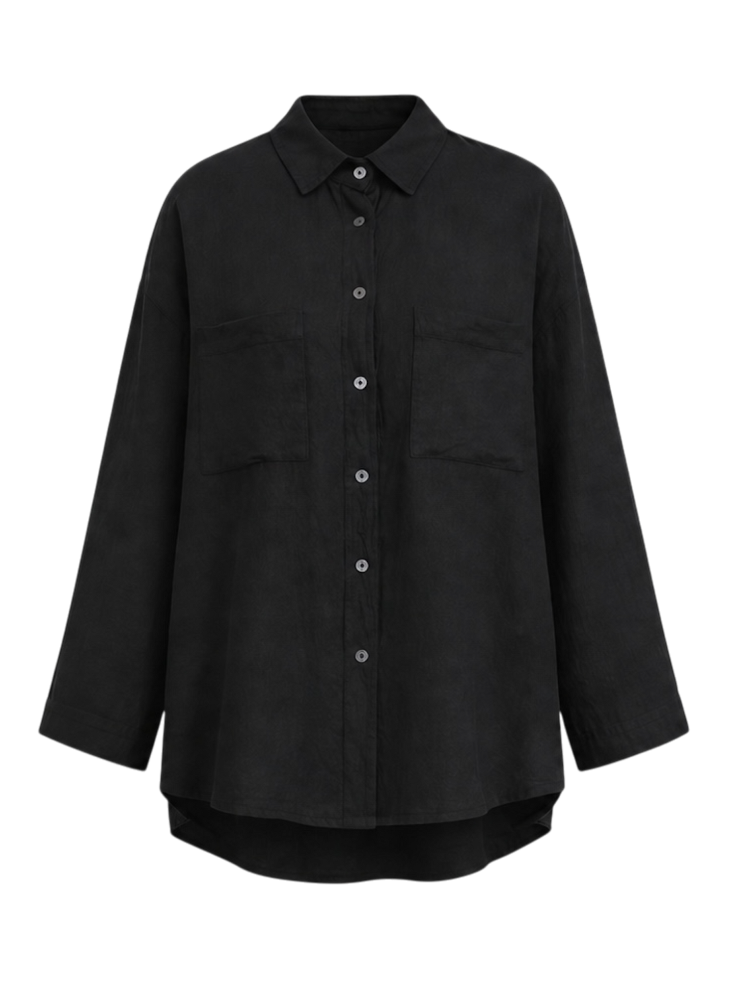 black linen shirt women relaxed fit front view
