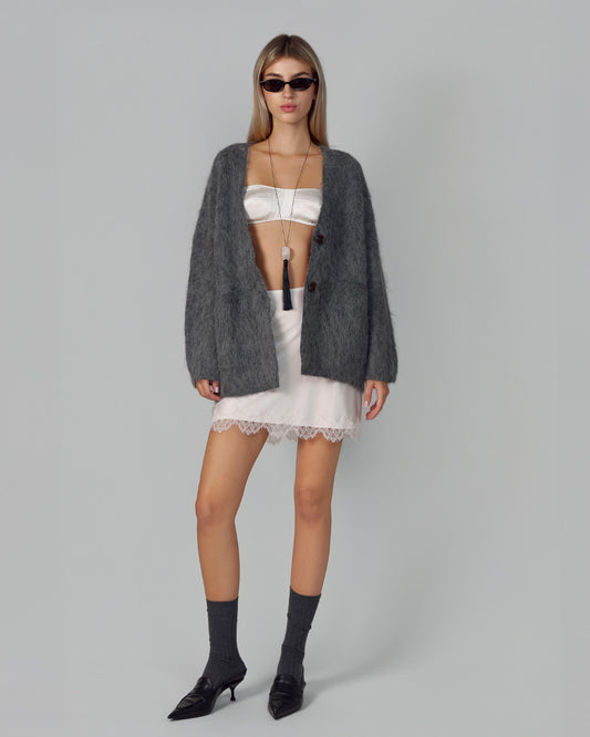 ALPACA WOOL CARDIGAN GRAY