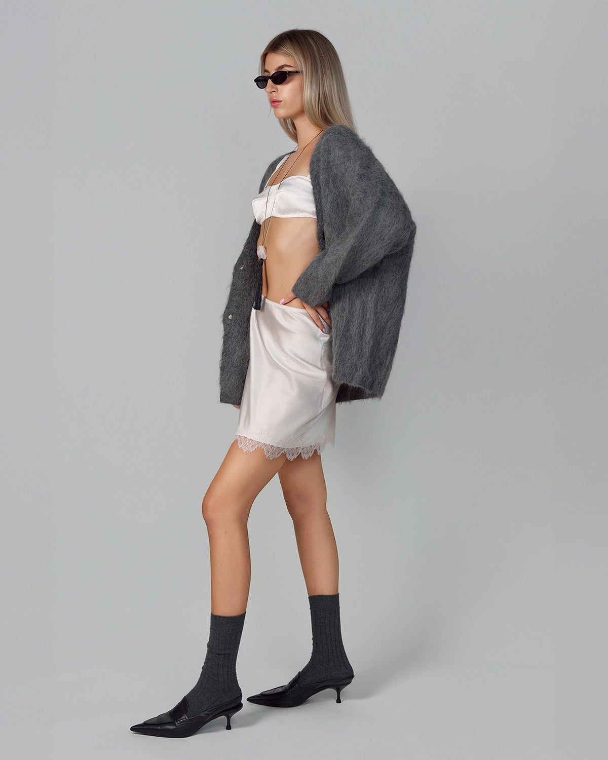 ALPACA WOOL CARDIGAN GRAY