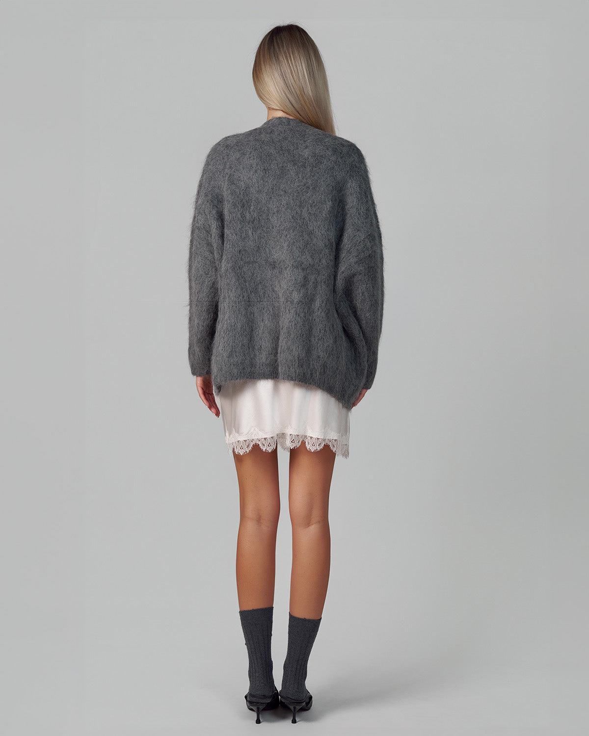 ALPACA WOOL CARDIGAN GRAY