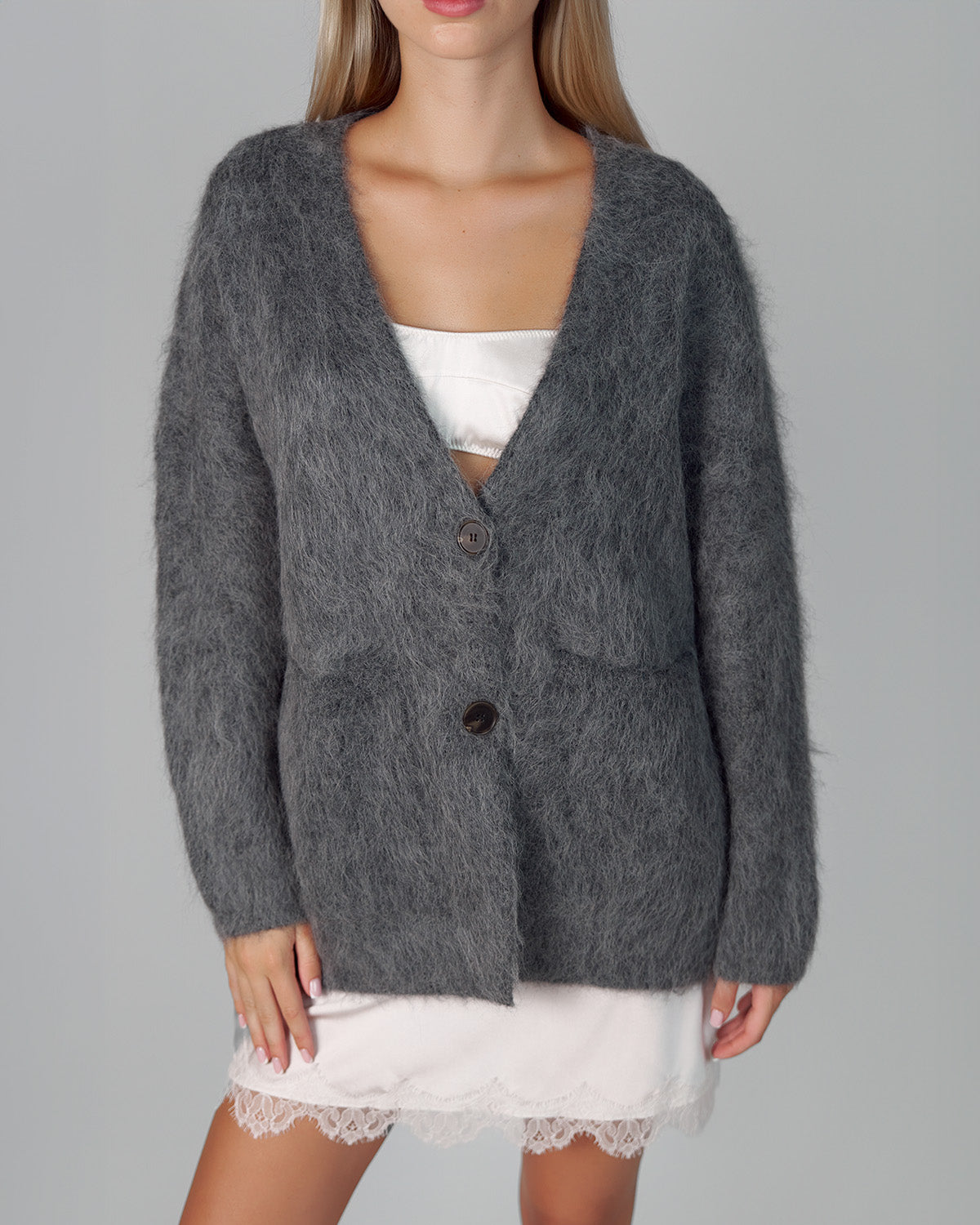 ALPACA WOOL CARDIGAN GRAY