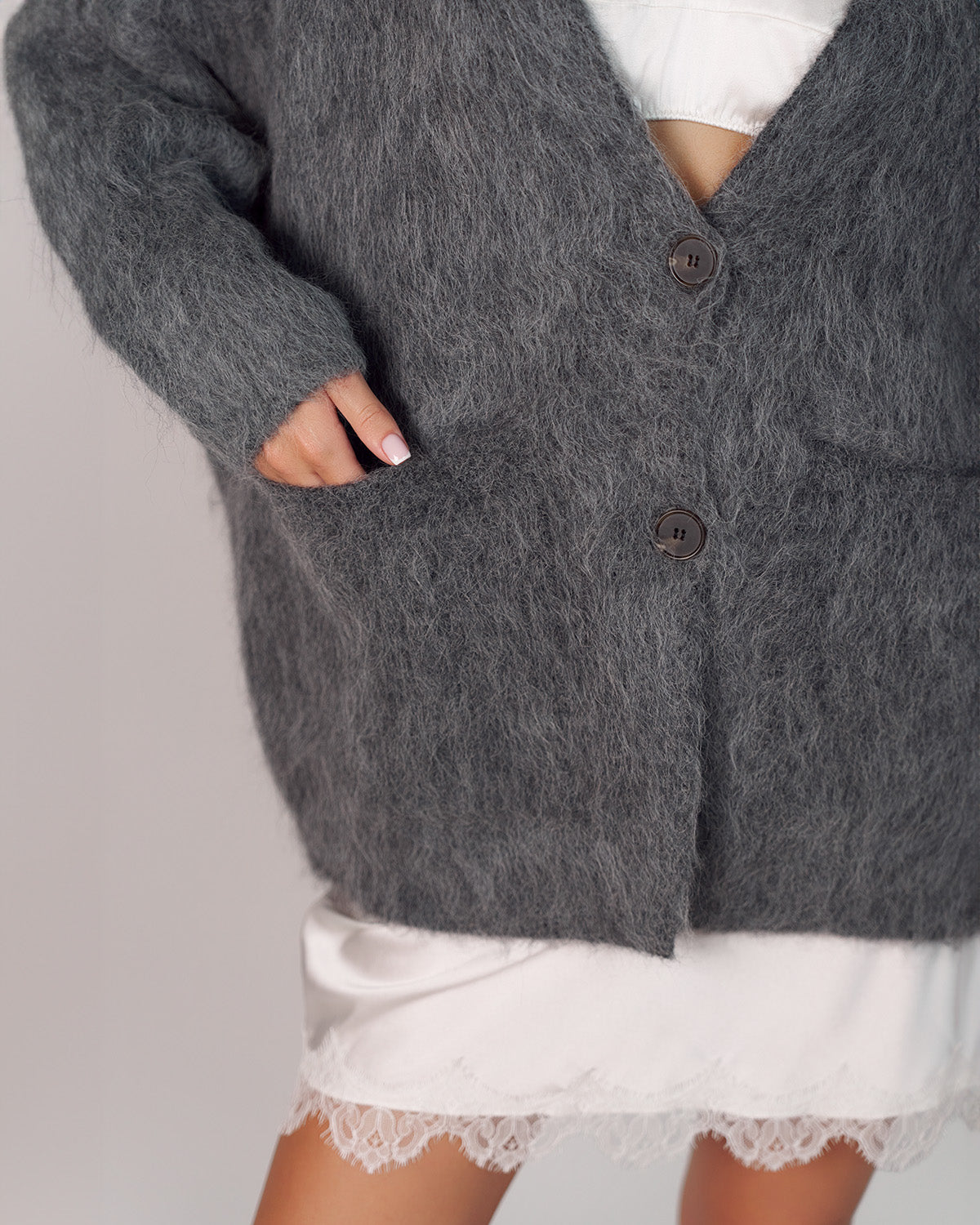 ALPACA WOOL CARDIGAN GRAY