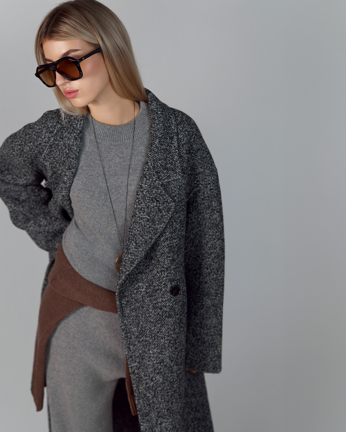 WOOL COAT GRAY MELANGE
