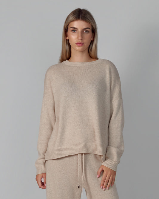 KNITTED SWEATER MERINO WOOL, CASHMERE BEIGE