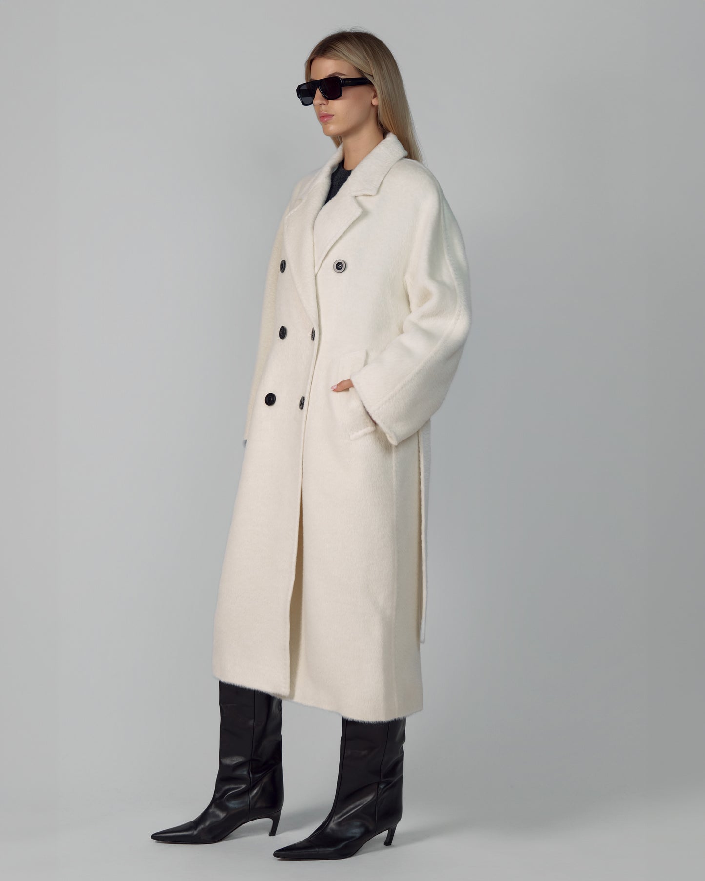 ALPACA WOOL COAT MILK
