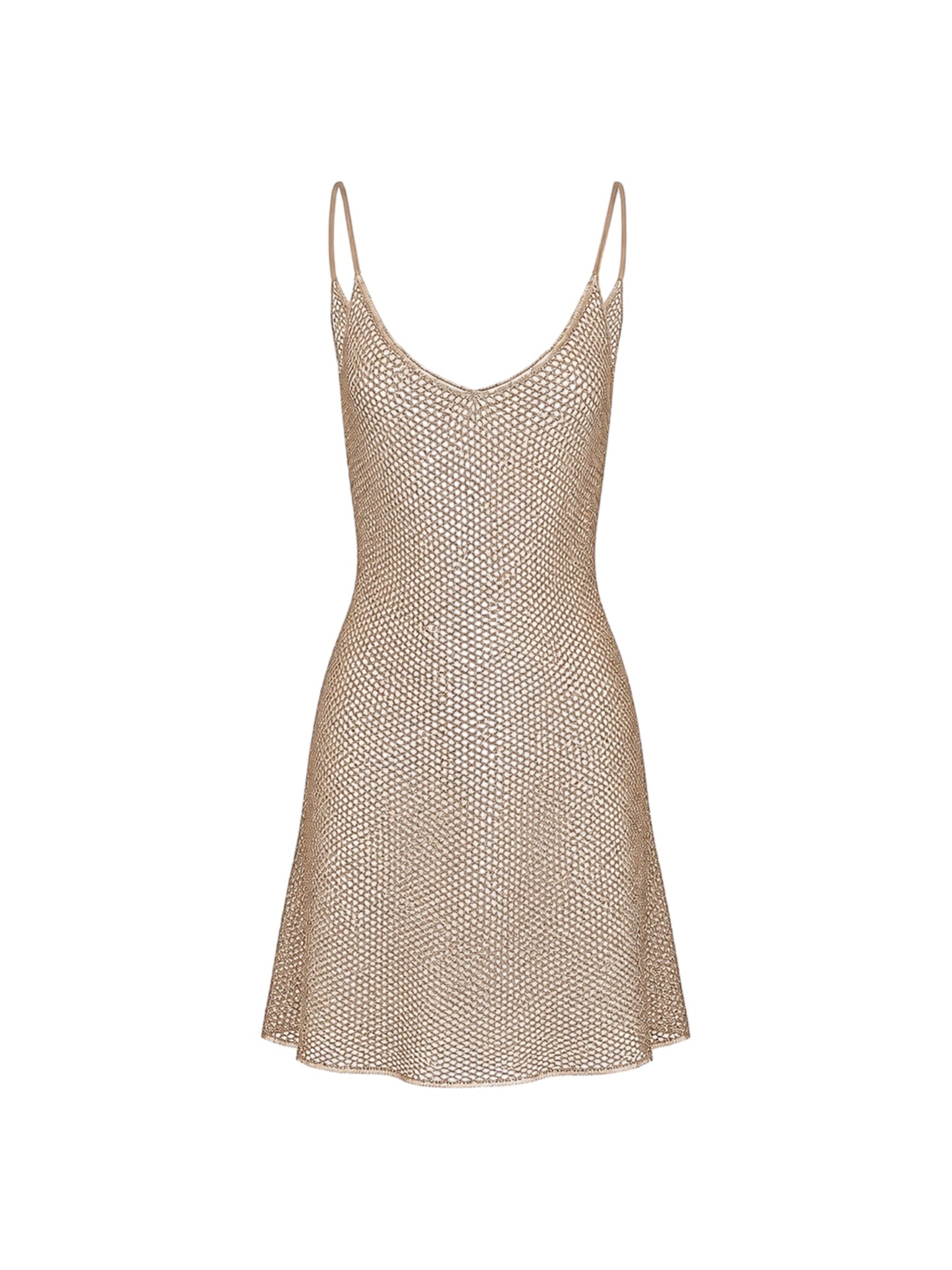 ROMANA Mini Knitted Viscose Sheer Gold Dress