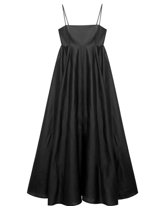 Black Maxi Sundress with Open Back – Lightweight Women’s Summer Dress