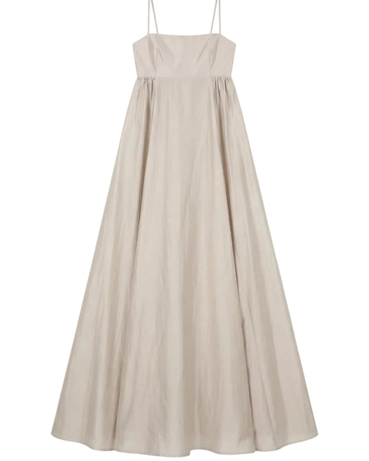 Beige Maxi Sundress with Open Back – Lightweight Women’s Summer Dress