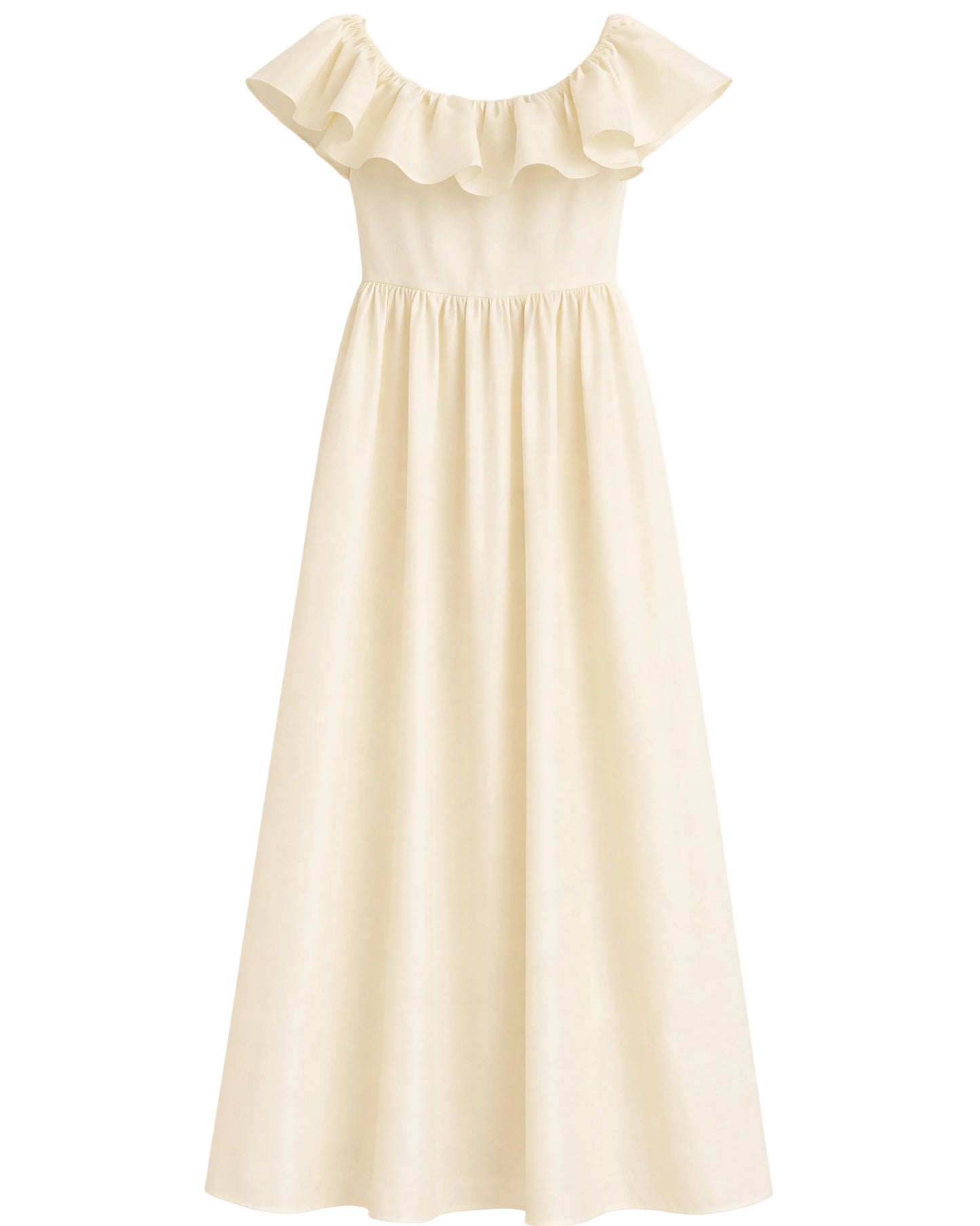 Ivory Maxi Off-Shoulder Dress with Ruffles – Elegant Women’s Maxi Dress