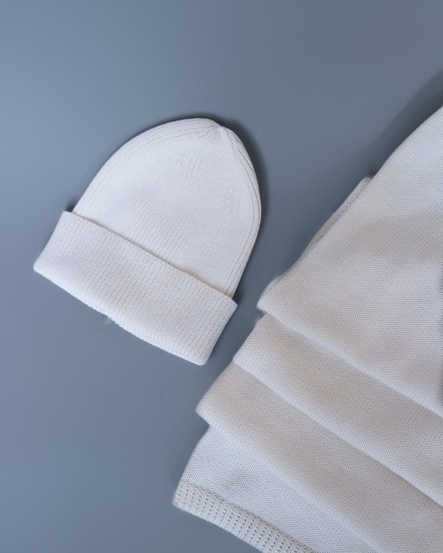 Merino Wool Hat & Scarf Set – Winter Holiday Accessories in Ivory