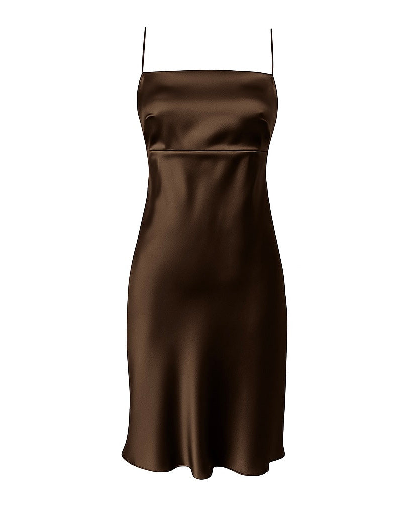 NAOMI MINI DRESS DARK CHOCOLATE