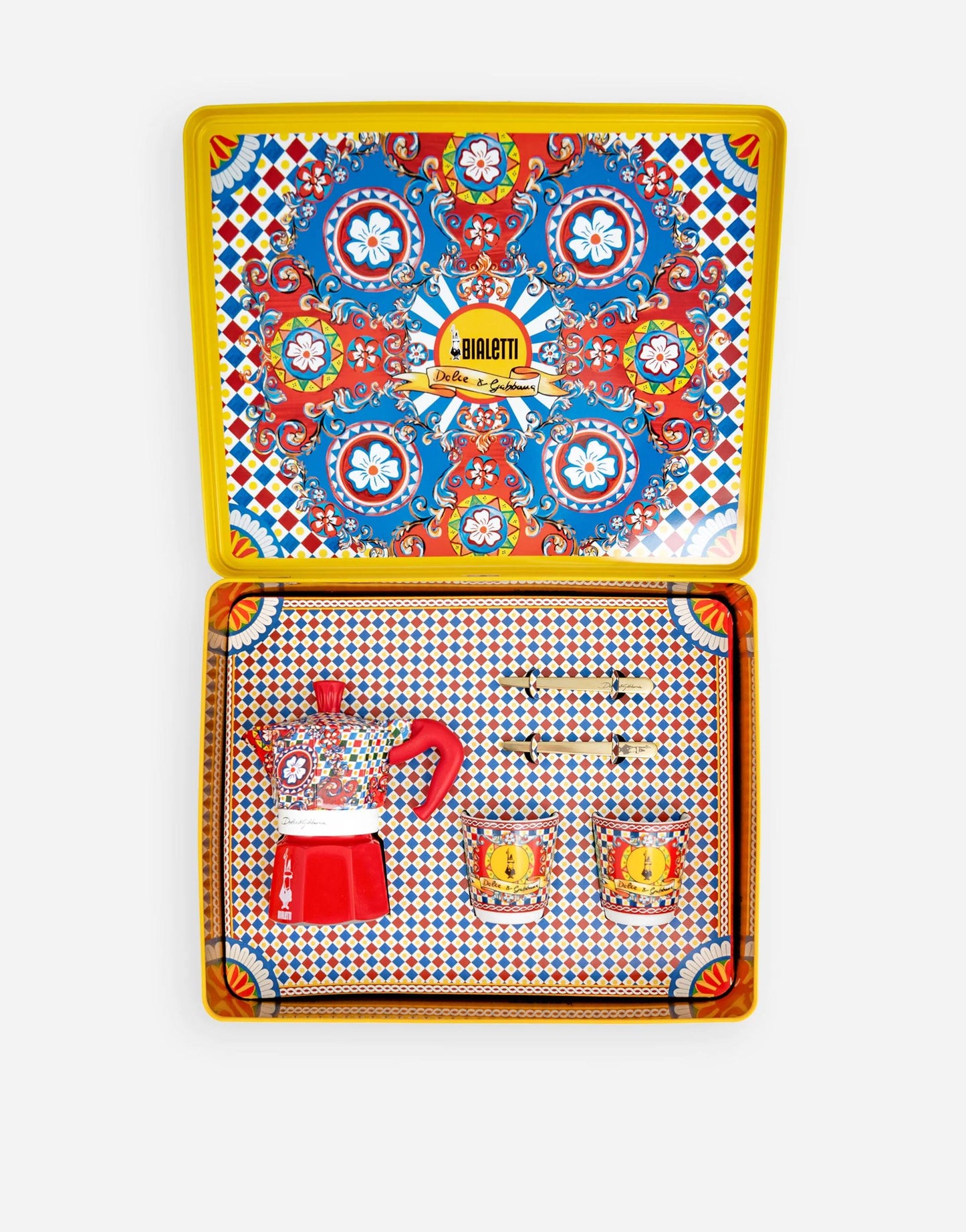 BOX MOKA SMALL + 2 PORCELAIN CUPS & 2 GOLDEN STIRRERS BIALETTI DOLCE&GABBANA
