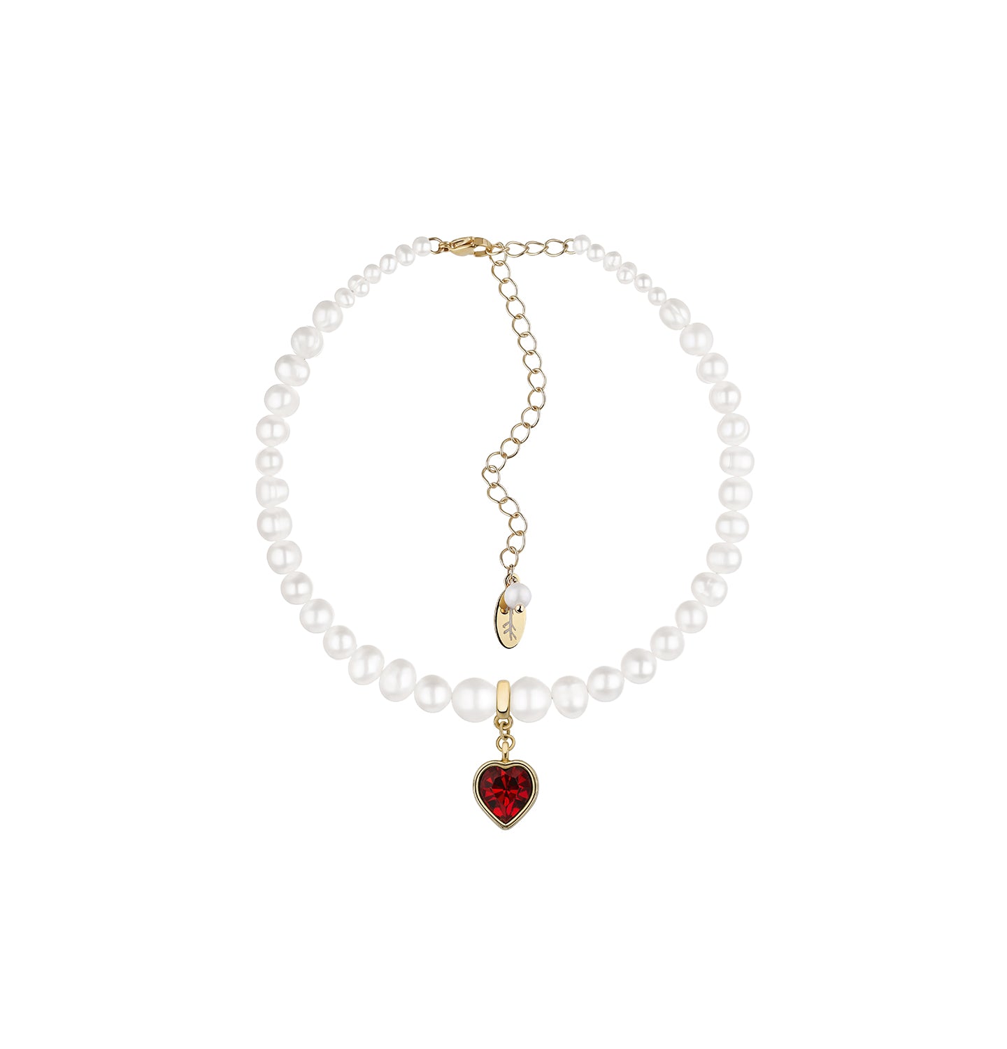 PEARLS CHOKER WITH "HEART" RED G