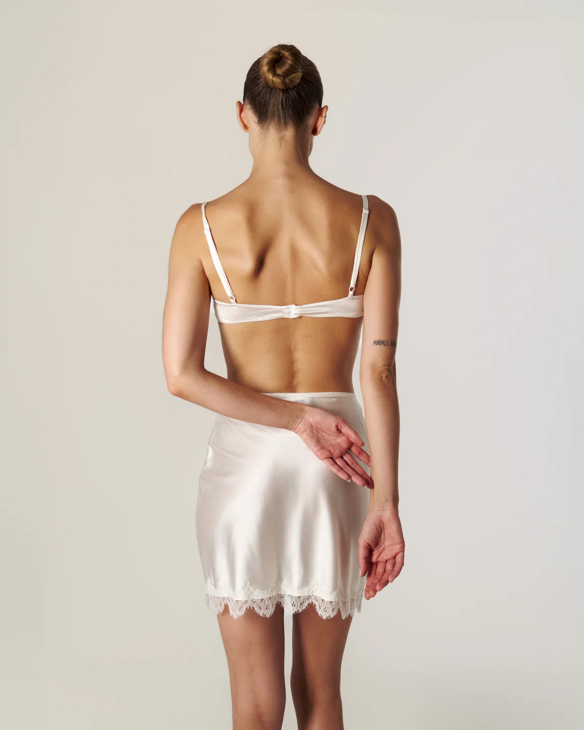 SILK PYJAMA SET BRA + LACE SKIRT