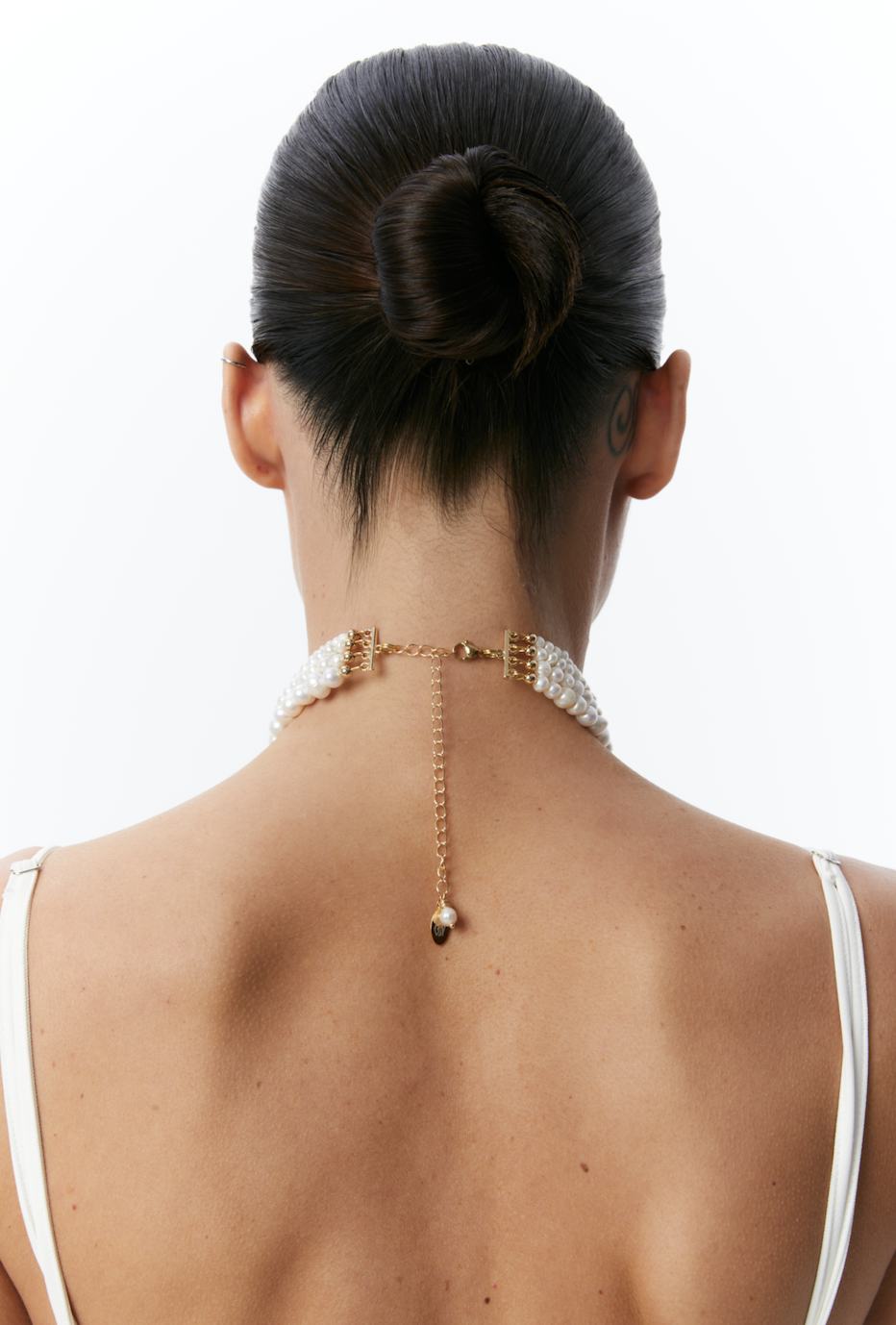 NATURAL PEARLS CHOKER WITH DROP CRYSTAL GOLDEN