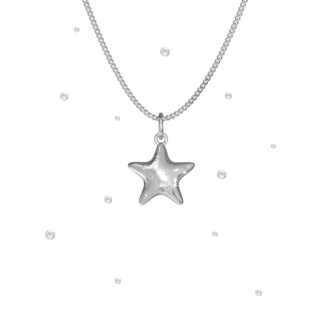 NECKLACE STAR WITH DIAMONDS - MAKE A WISH