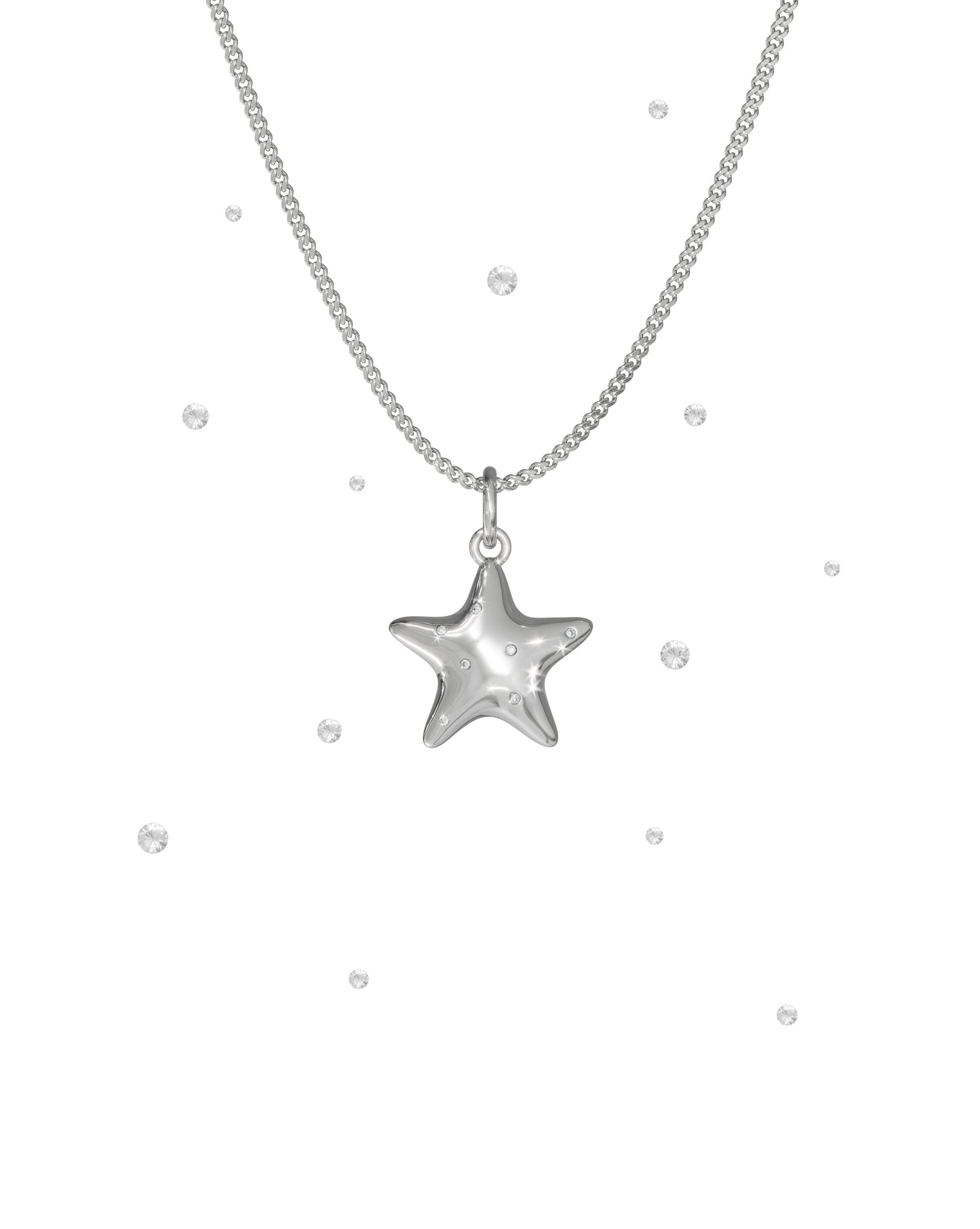 NECKLACE STAR WITH DIAMONDS - MAKE A WISH
